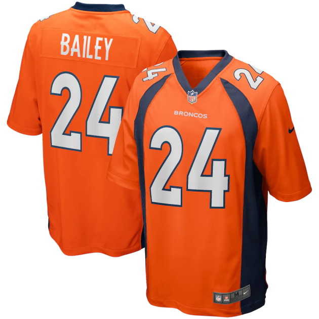 mens nike champ bailey orange denver broncos game retired player jersey